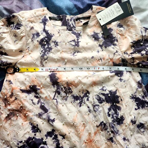 NWT SCOTCH & SODA COTTON TIEDYE TOP WITH PEARL DETAILS XS - Picture 13 of 15
